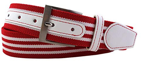 TigerTie hochwertiger Stretchgürtel mit Edelstahl Schnalle und echt Leder Applikationen - Gürtelbreite 40 mm