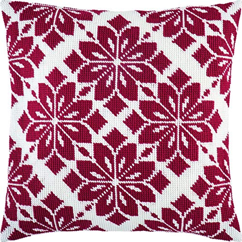 Brvsk Nordic Star. Embroidery Kit w/Printed Tapestry Canvas (40 × 40 cm) — Embroidery Cushion Kit for Creative Home Décor — Needlework Kit for Adult Beginners