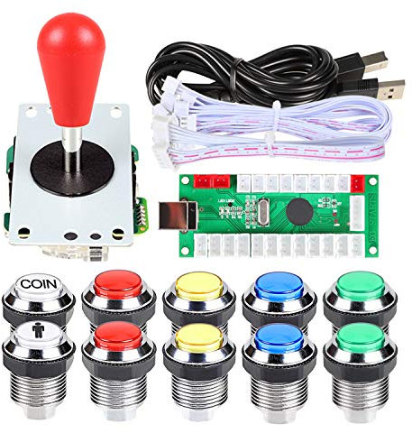 EG STARTS 1 lecteur LED Arcade DIY Kit encodeur USB pour manette de jeu Ellipse et manette ovale + boutons d'arcade LED 5 V pour jeux vidéo Mame Raspberry Pi Arcade1up (mélange de couleurs)