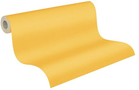 A.S. Création Unitapet Little Love tapet enfärgad enfärgad PVC-fri icke-vävd tapet gul sidenmatt slät 383143