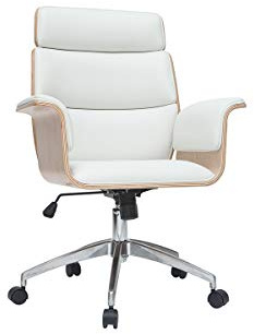 Miliboo Design-Bürosessel weiß und helles Holz Elon