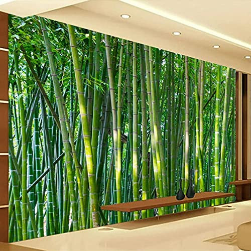 XTSWallpaper Pvc Autoadhesivo Impermeable Papel Tapiz 3D 300X200Cm Verde Planta Bambú Fotomural 3D Mural De Personalizar Vinilo Sala De Estar Mural De Arte De Etiqueta De La Pared