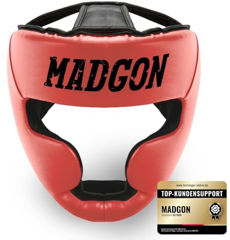 MADGON Premium Kopfschutz, Boxhelm mit Perfekter Sicht und maximalem Schutz, Gesichtsschutz für Kampfsport, MMA, Boxen, Kickboxen & Sparring