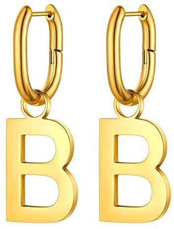 FOCALOOK Ohrringe Damen Buchstabe A bis Z Ohrringe Gold Creolen Earrings Kreolen Weihnachtsohrringe Statement Ohrringe Schmuck für Freund