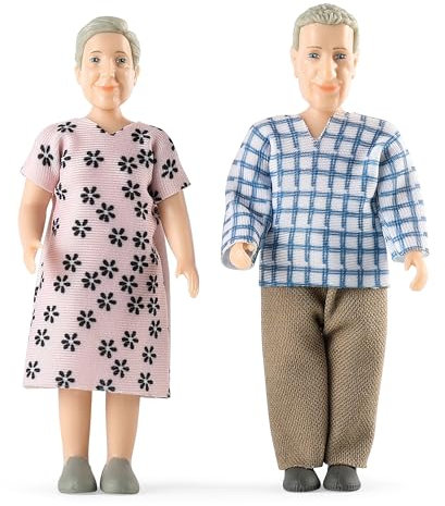 Lundby Puppenhaus Puppen Set - Charlie Großeltern Biegepuppen, Hochwertiges Puppenhaus Zubehör, Puppe für Jungs & Mädchen - Kleine Puppenfiguren für Puppenfamilie - 2 x Puppe ab 3 Jahre