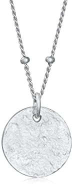 Damen Kugel Plättchen Anhänger Gehämmert in 925 Sterling Silber