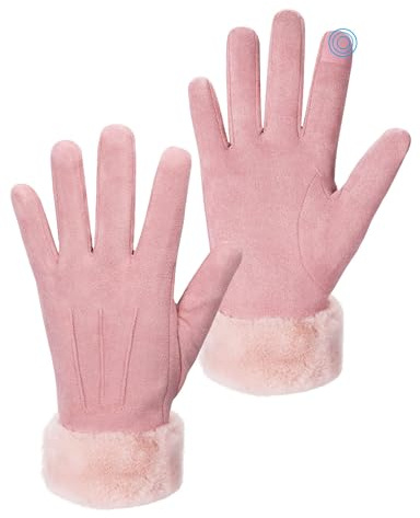 Becellen Women's Winter Gloves - Elegant Suede Leather Touch Screen Warm Windproof Gloves for Women & Girls - Fashion & Outdoor