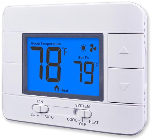 Aowel Non Programmable Thermostat for Home 1 Heat/ 1 Cool Single-Stage System, Temperature Control with Humidity Display (LCD Blue Backlit Screen)