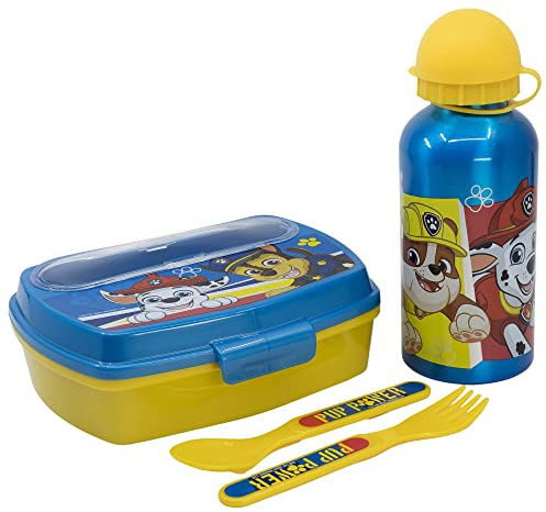 Paw Patrol - Botella de aluminio y fiambrera con juego de cubiertos (400 ml)