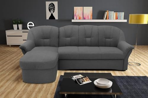 DOMO. collection Ecksofa Puno, kleines Sofa in L-Form mit Longchair, Couch, Polstermöbel, Eckcouch, 233 x 142 x 84 cm (BxTxH), grau | Longchair links mit runden Armlehnen, modernes Ecksofa in L-Form mit gemütlichem Sitzkomfort, 233 x 142 x 84 cm (BxTxH)