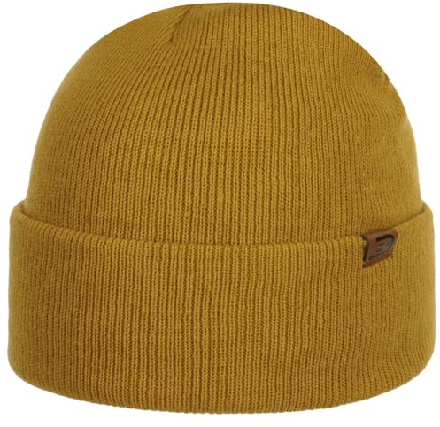 CapUniverse Wind Beanie Umschlagmütze Strickmütze Herren Ganzjährig senf One Size
