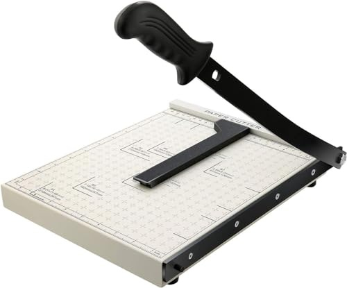 YZSS Papierschneider A4 B5 Hebelschneider Schneidemaschine mit einer Schnittlänge Fotoschneider Hebelschneider Schrottmaschineider aus Metall 300mm * 250mm Weiß