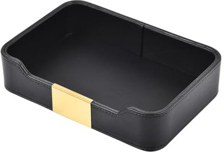 XNONE Leather Tray Desktop Storage,Luxury Nightstand Organizer Decorative Tray,for Entryway Table to Hold Jewelry Watch Cosmetics Keys Phone Wallet Home & Office Accessories,Black, 8.5L x 5.7W x 1.8H