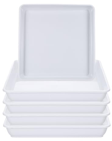 PATIKIL Plant Saucer Tray, 5 Pack 10 Inch Plastic Square Plant Saucer Flower Planter Drip Tray for Indoors Outdoors Patio Balcony, White