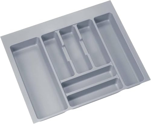 Verstellbarer Besteckkasten für Schublade – Organizer für Küche, Besteckteiler aus robustem Kunststoff, Schubladenorganisator (Besteckhalter 60, Grau)