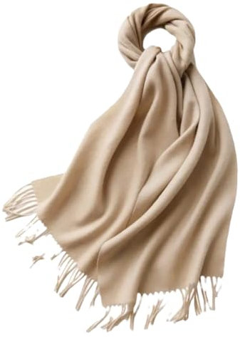 Damen Wollschal Quasten Wärme Kaschmir Schal, beige, One size