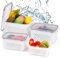Coikes Recipientes de almacenamiento de alimentos frescos, Paquete de 4 Contenedores apilables para vegetales con Escurridor y Tapa, para Verduras Frutas Ensalada Queso, Blanco