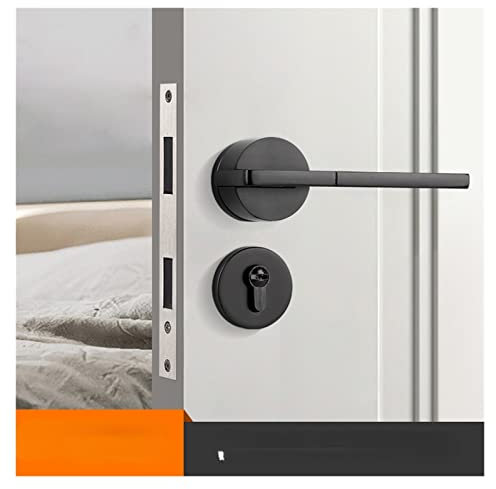 Serratura Smart, Maniglia for porta intelligente Leva for pomello for interno esterno con serratura e chiave Camera da letto Bagno nero for magnete domestico Camera in lega di alluminio ,Smart Lock Fa