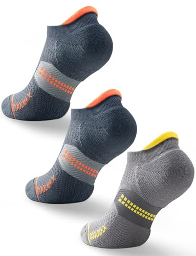 Juclise Calzini da corsa invisibili a compressione in viscosa di bambù, Coolmax, traspiranti, anti-vesciche, alla caviglia (IT, Numero, 42, 47, Regular, Regular, Carbone*2+Grigio mezzanotte*1)