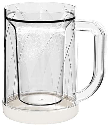 Freezer Cups - Cold Coffee Cup, Made with Ergonomic Handle | Freezer Safe Ice Coffee Cup, Freezable Pint Glasses, Beer Cups with Handle for