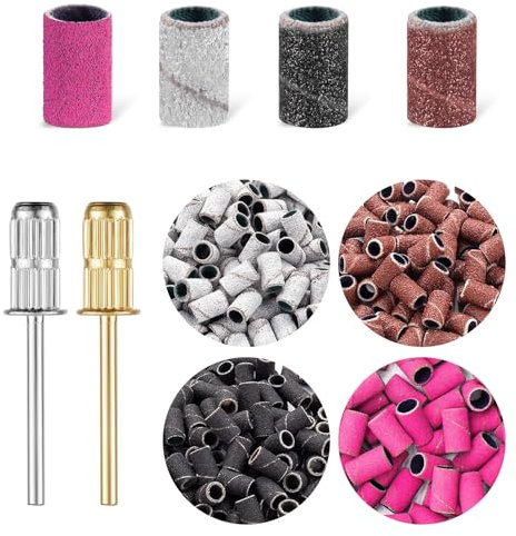 200 stycken nagelfräsbitar, nagelfräsbitar 80/120/180/240 grit, frästillbehör med 2 st nagelborr, för slipning, polering, trimning, borttagning av naglar och död hud