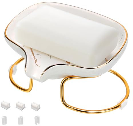 CAUTIOUS seifenschale Keramik, soap Holder, Seifenschale mit Abfluss, Selbstentleerende Seifenhalter, Blattform Seifenablage Vintage, Seifenschalen für die Dusche