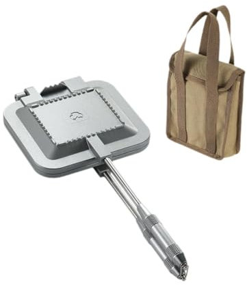 LOVIVER Sandwich Maker Grill Aluminum Flip Pan Portable Sandwich Hand Toaster Frying Pan for Outdoor Party Omelets Pancakes Frittatas, with Bag