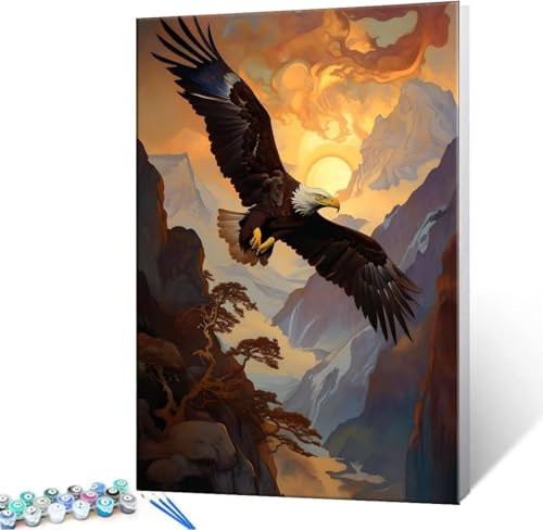 Malen nach Zahlen Kinder ab 7 8 9 10 Jahre, Adler Malen nach Zahlen Erwachsene Jugendliche Malen-Nach-Zahlen Kinder Teenager Kreatives für Mädchen Geschenkideen Malen nach Zahlen 40x50 cm z-306