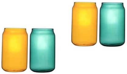 Cabilock 4pcs Glass Water Mugs Double-Wall Beverage Cups Nightstand Carafe Elegant Glass Pitcher for Tea Milk