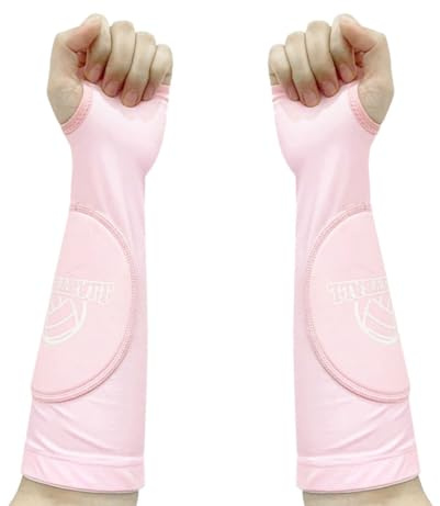 SUJAYU Volleyball Arm Sleeves for Kids Adults, Volleyball Sleeves for Teen Girls Boys, Arm Sleeves Forearm Compression Sleeve (Pink, Small)