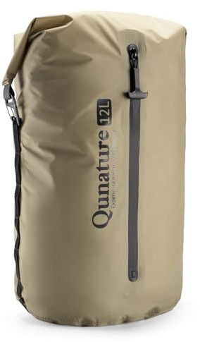 Qunature wasserdichte Fahrradtasche, Bikepacking Dry Bag 12L | Gabeltasche Fahrrad mit Reißverschluss, Ultraleicht Reißfest für Gravel MTB Rennrad Khaki