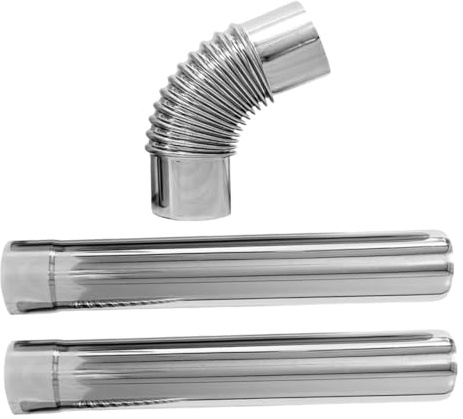 HOMSFOU 3pcs Stainless Steel Flue Pipe Gas Water Heater Elbow Straight Vent Tube High Temperature Resistant Easy Installation for Chimney Ventilation