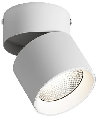 Foco LED de techo, plegable, ajustable, montaje en superficie, luz de acento direccional, para interiores, accesorios para habitación, salón, pasillo, galería, luz de arte (blanco, 20 W, blanco cálido