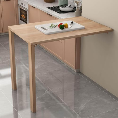 Misorat Tavolo Pieghevole Multifunzione, Tavolo da Pranzo a Parete Invisibile in Legno, Tavolo a Parete, Tavolo da Pranzo a Parete Dipinto in Stile murale, Walnut color-L75*W30cm