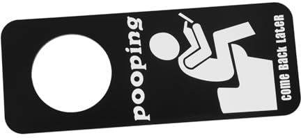 SOLUSTRE Panneau « Occupé » Pour Porte De Salle De Bain Noir, Signe Humoristique Suspendu Pour Toilettes, Accessoire Polyvalent Compatible Poignées, Décoration Murale Wc Maison Et Bureau