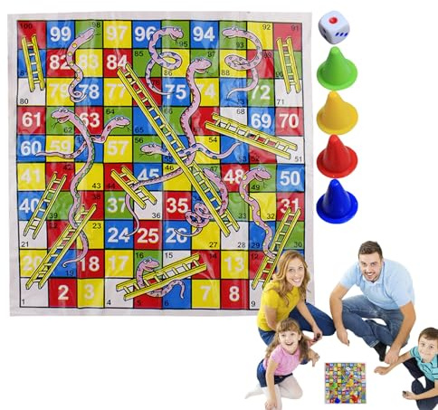 Chutes And Ladders Board Game, Traditional Family Game, Kids Board Games Includes Classic Snakes And Ladders Boards Games, Up To 4 Players, Boards GamesIncludes Counters & Dice