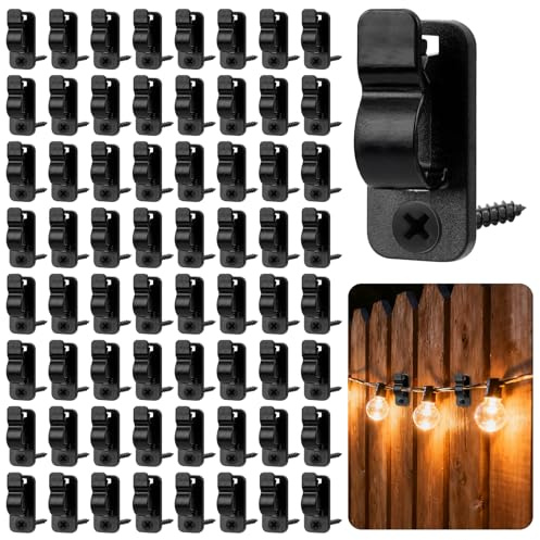 80Pack Outdoor String Light Clips Screw-in Hooks Fairy Light Hooks | Black fence panel clips for fairy lights, Christmas outdoor string light hooks, cable hangers for garden