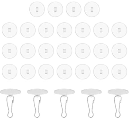 30 Pcs Clear Self Adhesive Ceiling Hooks Without Drilling Ceiling Bracket Hooks with Flagpole Clips Decorative Hooks, Transparent