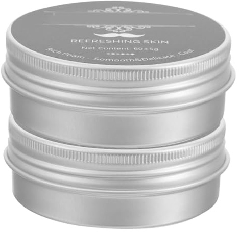 LOLIPPYY 2 piezas Jabón de Afeitar para Hombres con Menta Suaviza Barba y Bigote Jabón Natural Facial Hidratante y Limpiador para Cuidado Piel y Afeitado Cómodo