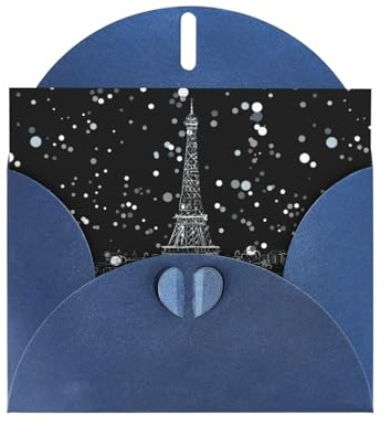 Pearl Paper Night Paris Eiffelturm Druck Urlaub Grußkarte für Geburtstag, Erntedankfest, Weihnachten, Neujahr