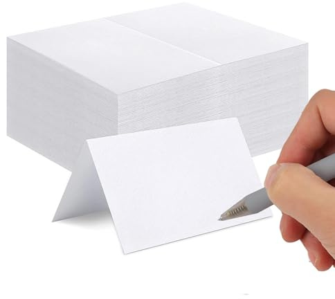 50Pcs Blank Wedding Table Name Place Cards, White Table-Cards Name Place Card, Creased Tent Cards, DIY Premium PlaceCards for Table Setting Wedding Birthday Dinner Party Chrismas(Color:White)