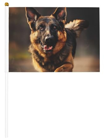Bandiere per cani da pastore su bastone, 14 x 20,8 cm, piccole bandiere USA per esterni, decorazioni per il 4 luglio, decorazione patriottica, asta per bandiera portatile, bandiere palmari, sei pezzi