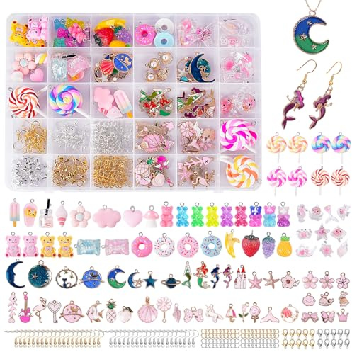 TEGOVE Charms Anhänger Set,Schmuck Selber Machen Set,Bubble Tea, Anhänger aus Harz,100 Stück Charms Großhandel Bulk Schmuckherstellung für DIY Halskette Armband Ohrring Bastelbedarf