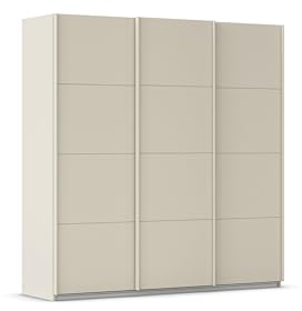 Rauch Möbel Kulmbach, Kleiderschrank mit Schwebetüren für Schlafzimmer, Kinderzimmer, Jugendzimmer, Garderobe, Flur, 3-türig, Zubehör Classic, Farbe Beige, Breite 203 cm