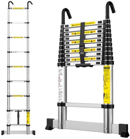 ApexSelect Teleskopleiter 2,6m Aluleiter Ausziehbar 9 Stufen