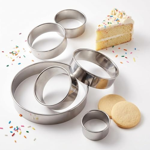 6 Pcs Scone Cutter, Pastry Cutters for Baking, Cookie Cutters, Round Cookie Cutter Set, Round Mousse Moulds Large and Small Mini Cake Rings for Baking Biscuits Cakes Pastry Donuts, DIY Cake