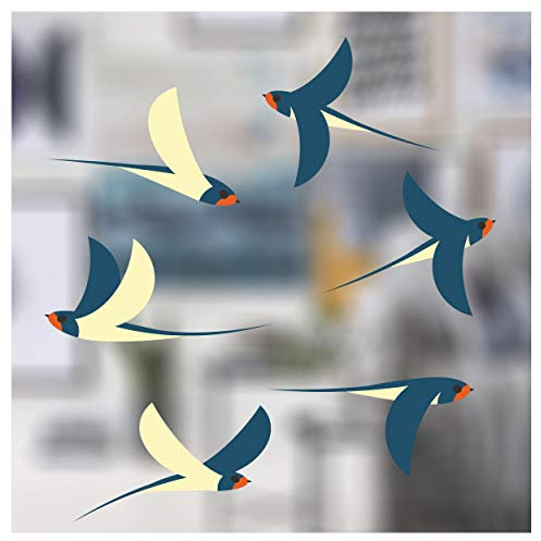 Fensteraufkleber – 6 tolle elektrostatische Aufkleber mit Schwalbenmotiv – verhindert, dass Vögel in Ihren Fenstern stoßen