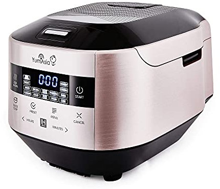 Yum Asia Bamboo olla arrocera con calentamiento por inducción (IH) y tazón de cerámica, 7 funciones de cocción de arroz, 4 funciones de multicocina, pantalla LED Motouch (1.5L) 220-240V EU