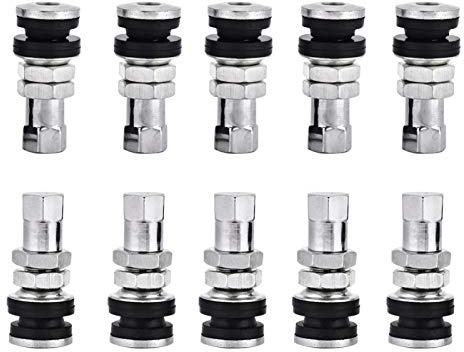 Valvula Corta Vástago, Fydun Kit de Vástago de Válvula de Neumático 10Pcs TR161 Válvula de Neumático Tallos Cortos Perno Vástago Válvula Corto Metal con Tapa Antipolvo para Motocicleta