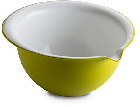 Omada Design Rührschüssel 3 L, Schüssel 30x25x18 cm aus Polypropylen und integrierten antimikrobiellen Mitteln eliminiert Bakterien und Pilze. Made in Italy, Linea Sanaliving, Weiß Apfelgrün